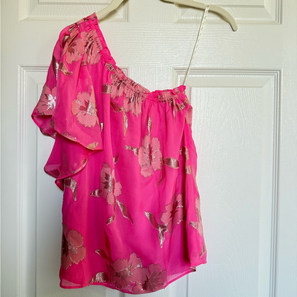 Lilly Pulitzer Saraleigh One-Shoulder Top In Roxy Pink Anniversary